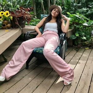 Missguided Tall Satin Baby Pink Trousers